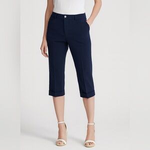Ralph Lauren Navy Blue Pleated Crop Pants